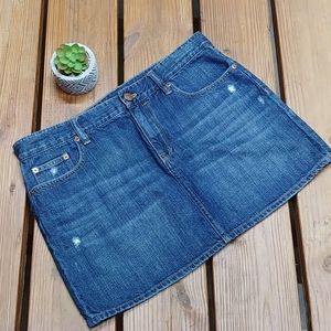 J. Crew distressed denim mini skirt
